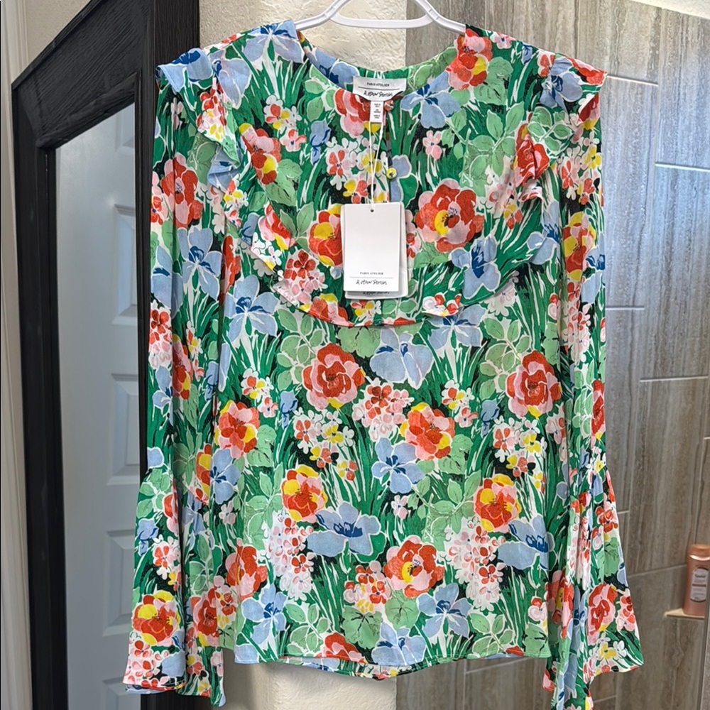 NWT & Other Stories Top Floral Bell Sleeve Ruffles Size 4